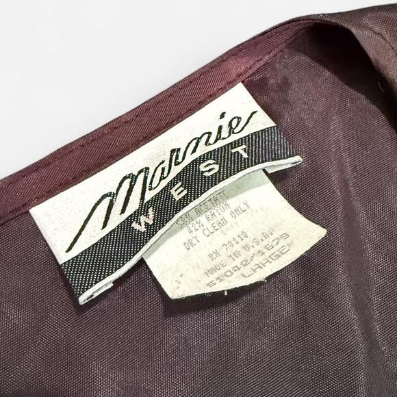 VTG 80s/90s Marmie Westt Gold, Black & Burgundy Velvet Lace Whimsy Vest Top L - Picture 7 of 7